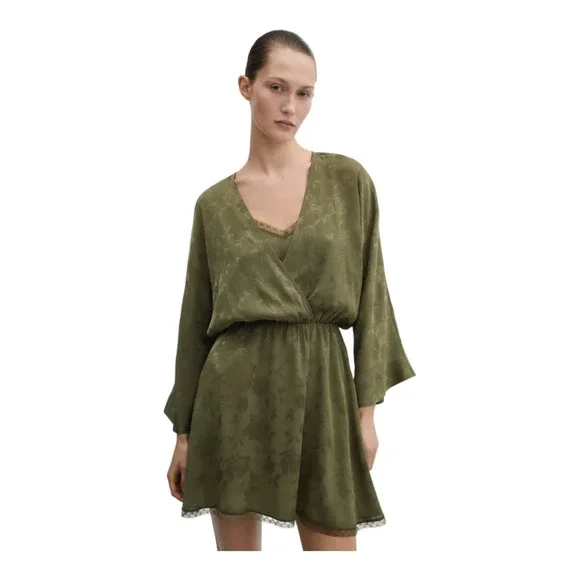 Mango | Dresses | Mango 4 Satin Floral Jacquard Dress | Poshmark